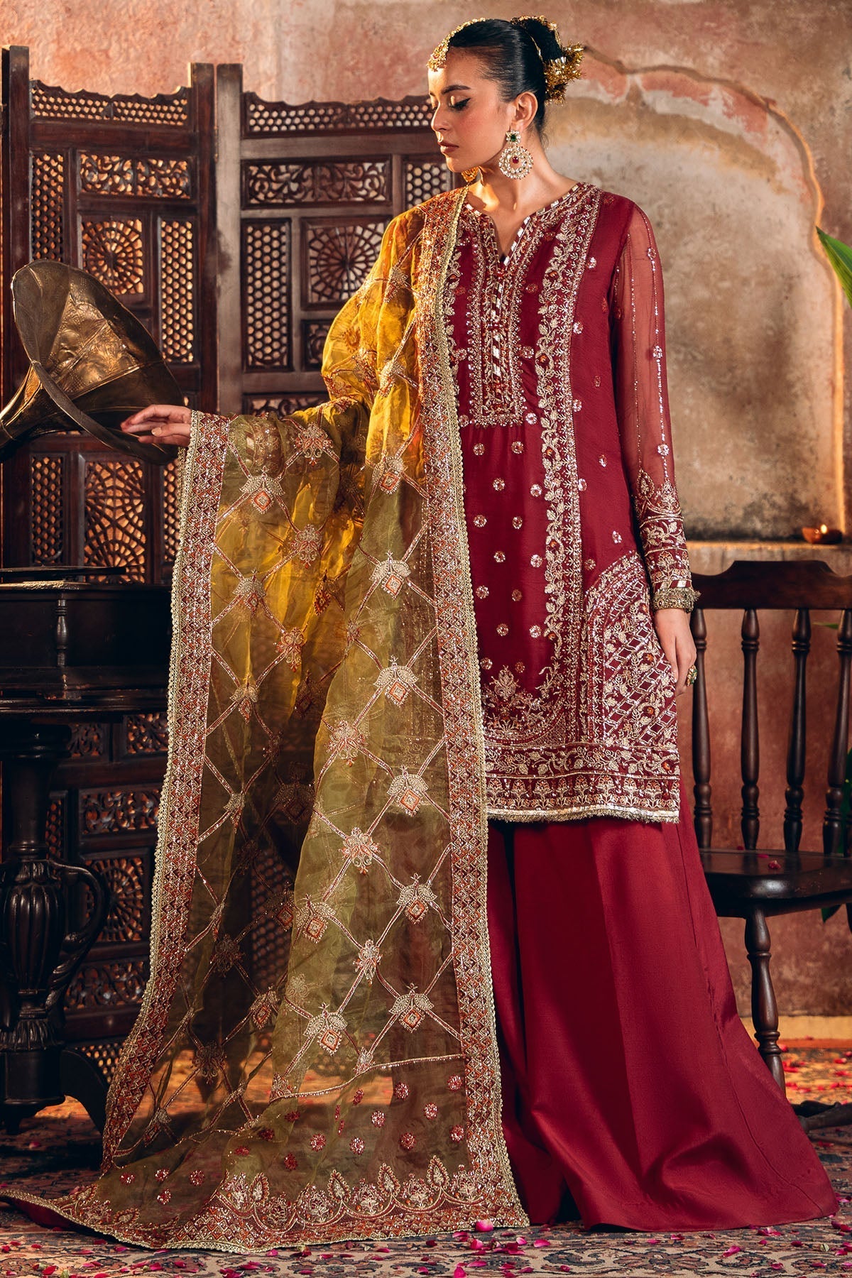 Motifz | EMBROIDERED CRINKLE CHIFFON | 4817-TABEER - House Of Hania