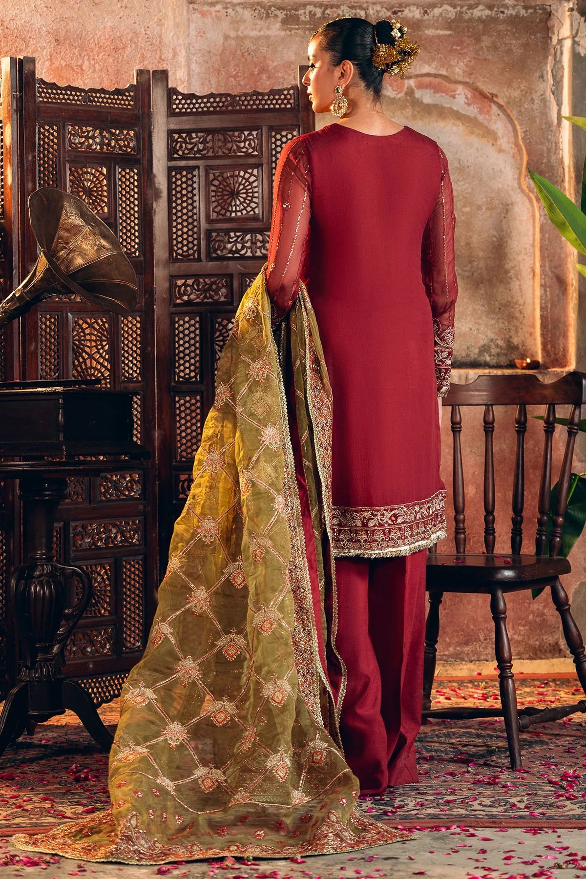 Motifz | EMBROIDERED CRINKLE CHIFFON | 4817-TABEER - House Of Hania
