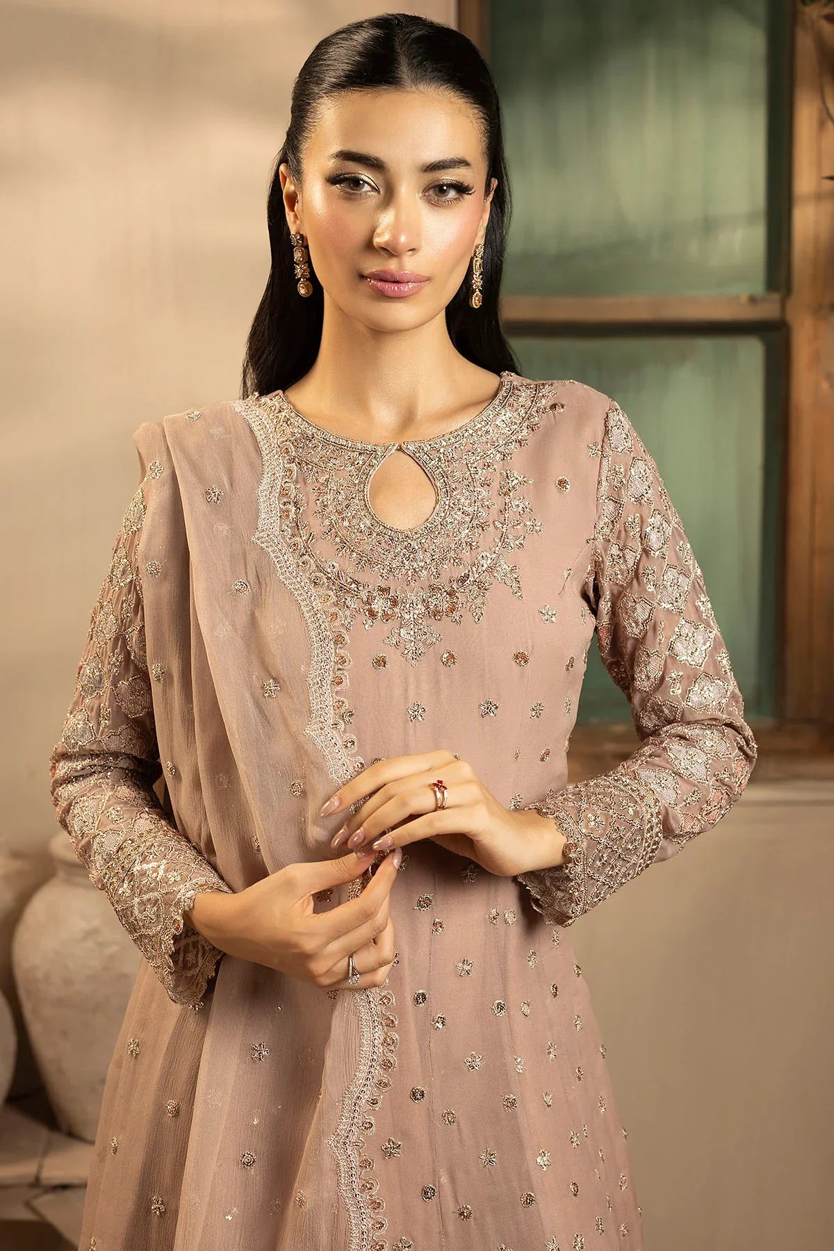 Motifz | EMBROIDERED CRINKLE CHIFFON | 5575-LILLIA - House Of Hania