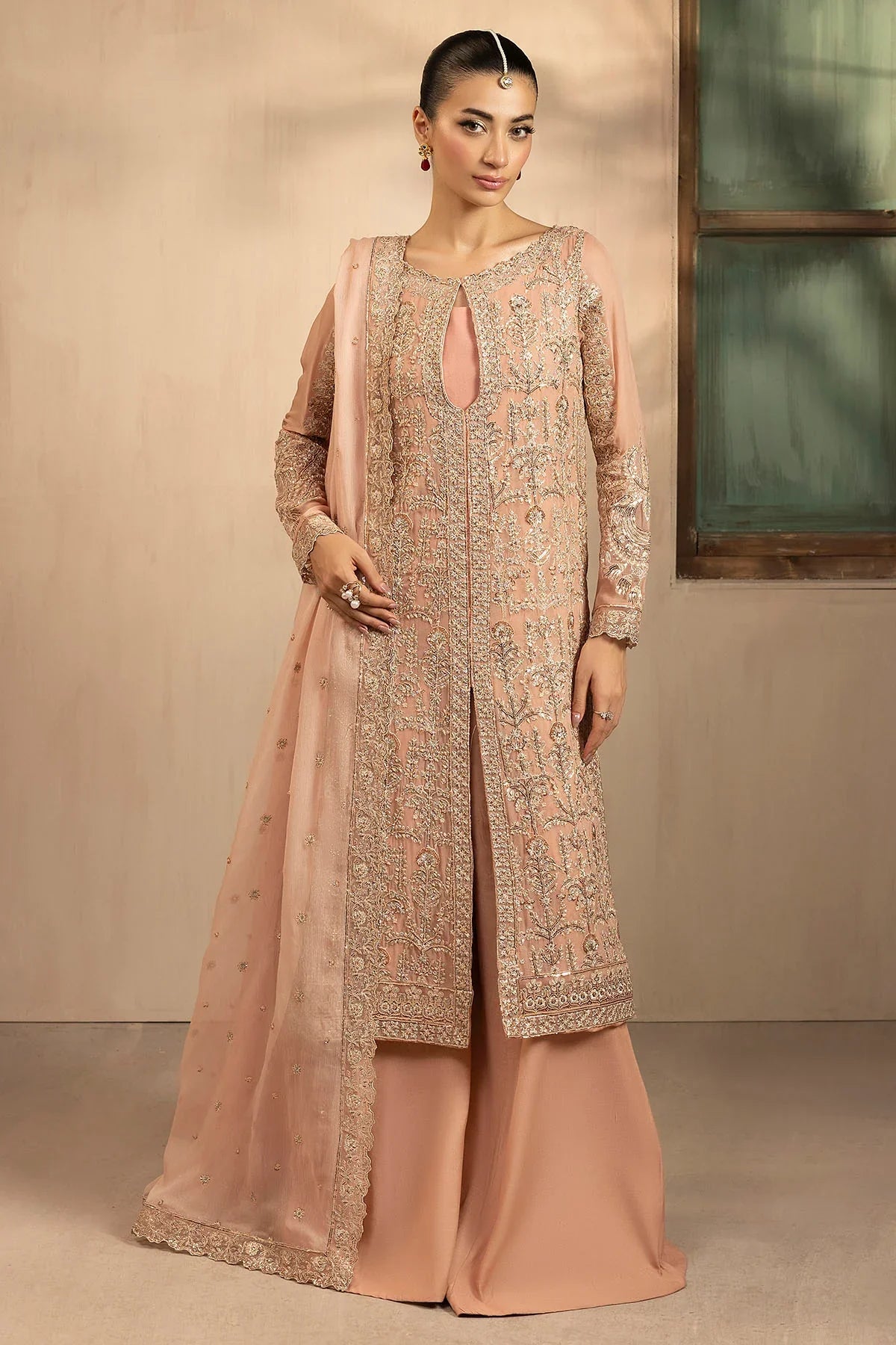 Motifz | EMBROIDERED CRINKLE CHIFFON | 5576-PEARL - House Of Hania