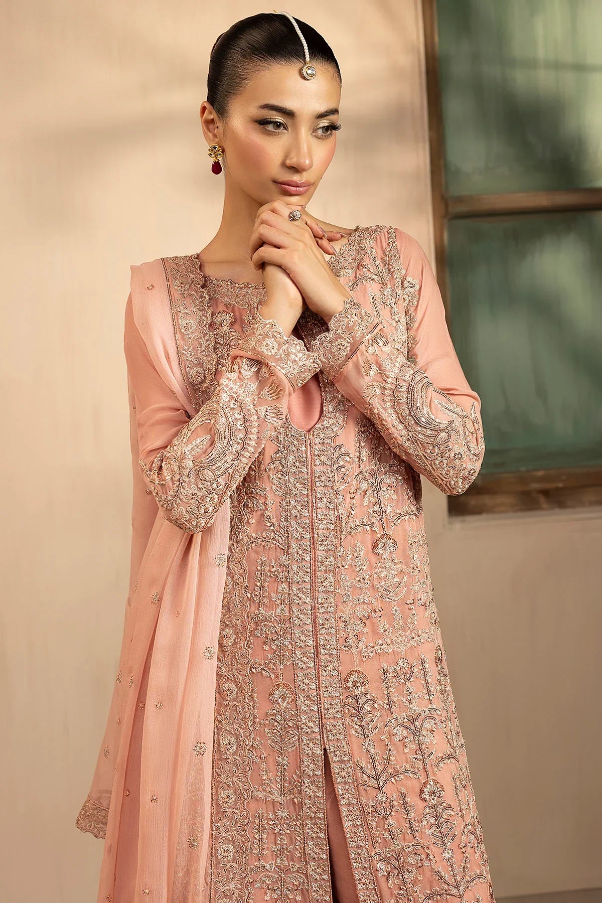 Motifz | EMBROIDERED CRINKLE CHIFFON | 5576-PEARL - House Of Hania