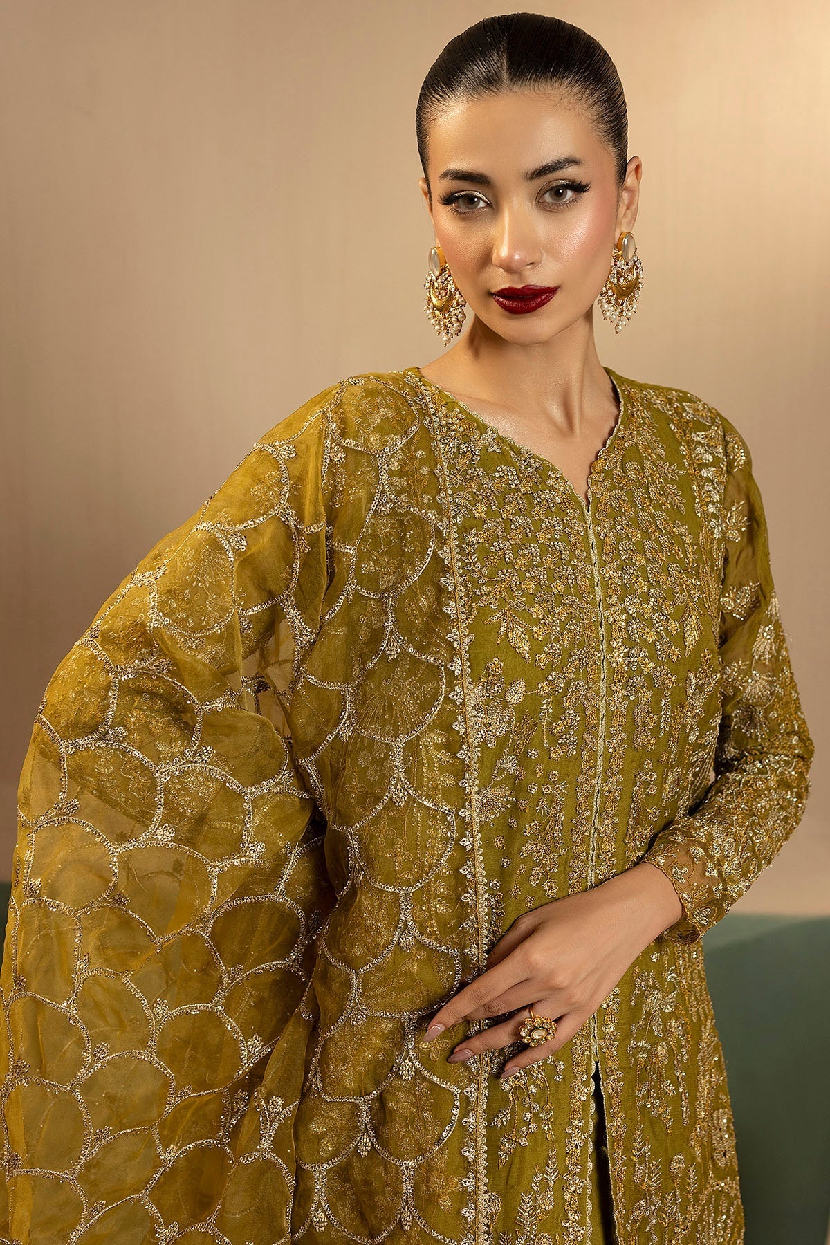 Motifz | EMBROIDERED CRINKLE CHIFFON | 5577-ROMY - House Of Hania