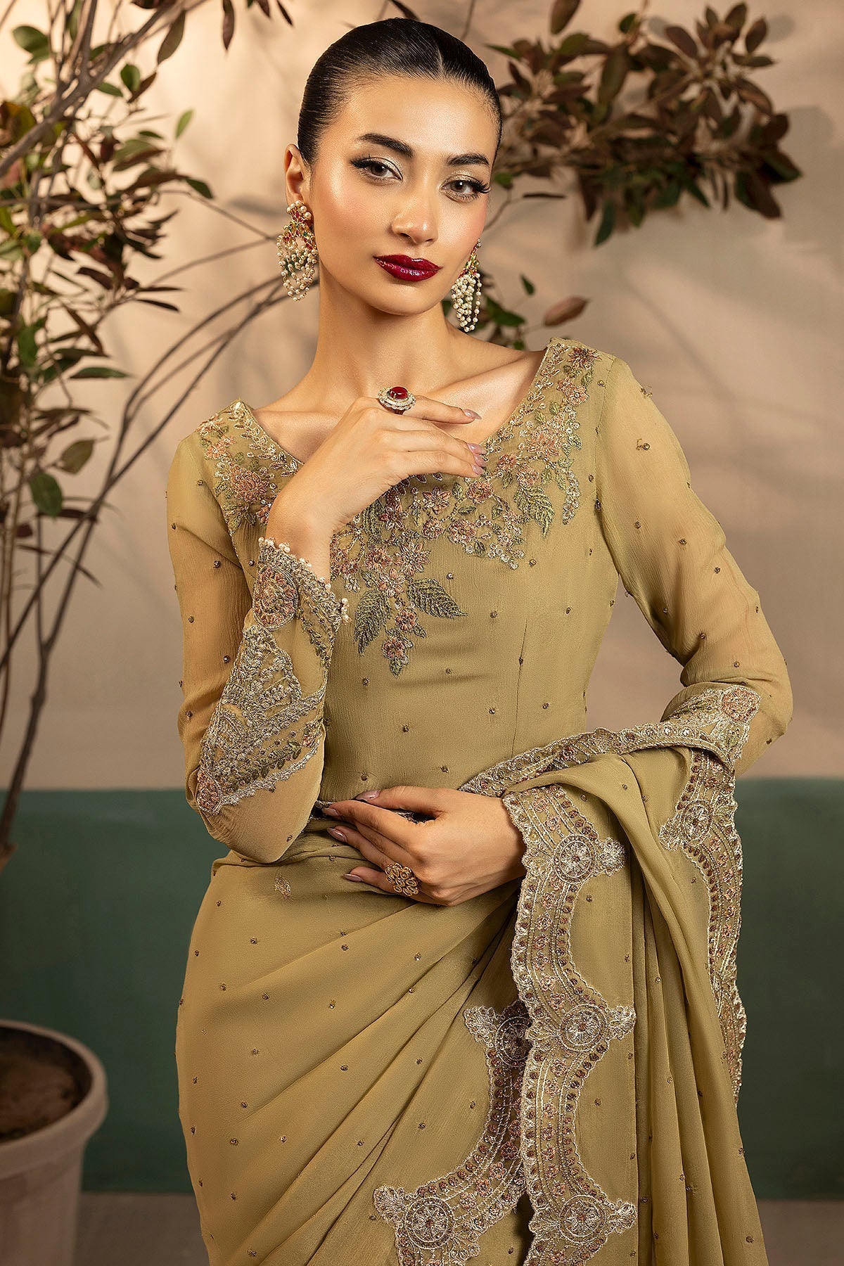 Motifz | EMBROIDERED CRINKLE CHIFFON | 5580-MISSY - House Of Hania