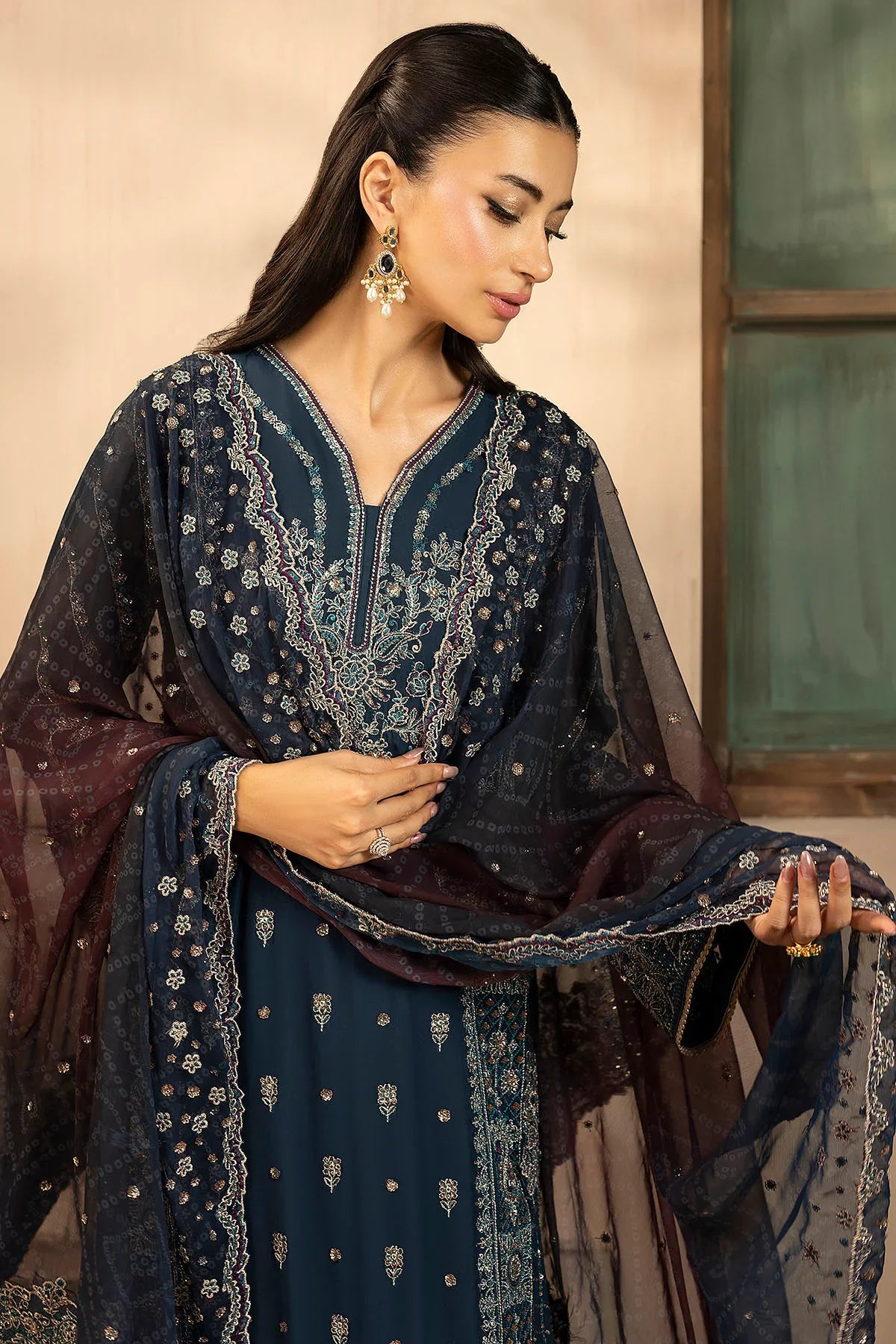 Motifz | EMBROIDERED CRINKLE CHIFFON | 5581-DELLA - House Of Hania