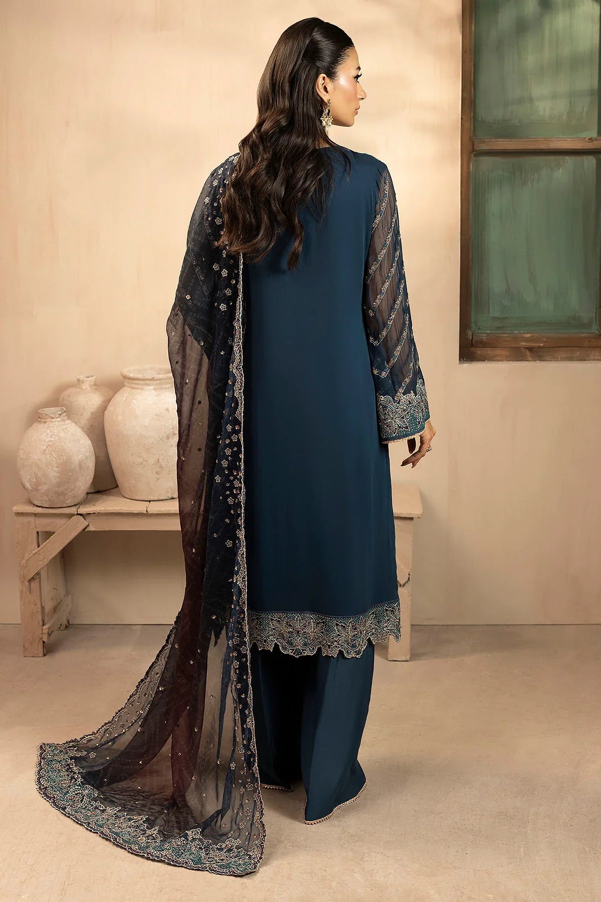 Motifz | EMBROIDERED CRINKLE CHIFFON | 5581-DELLA - House Of Hania
