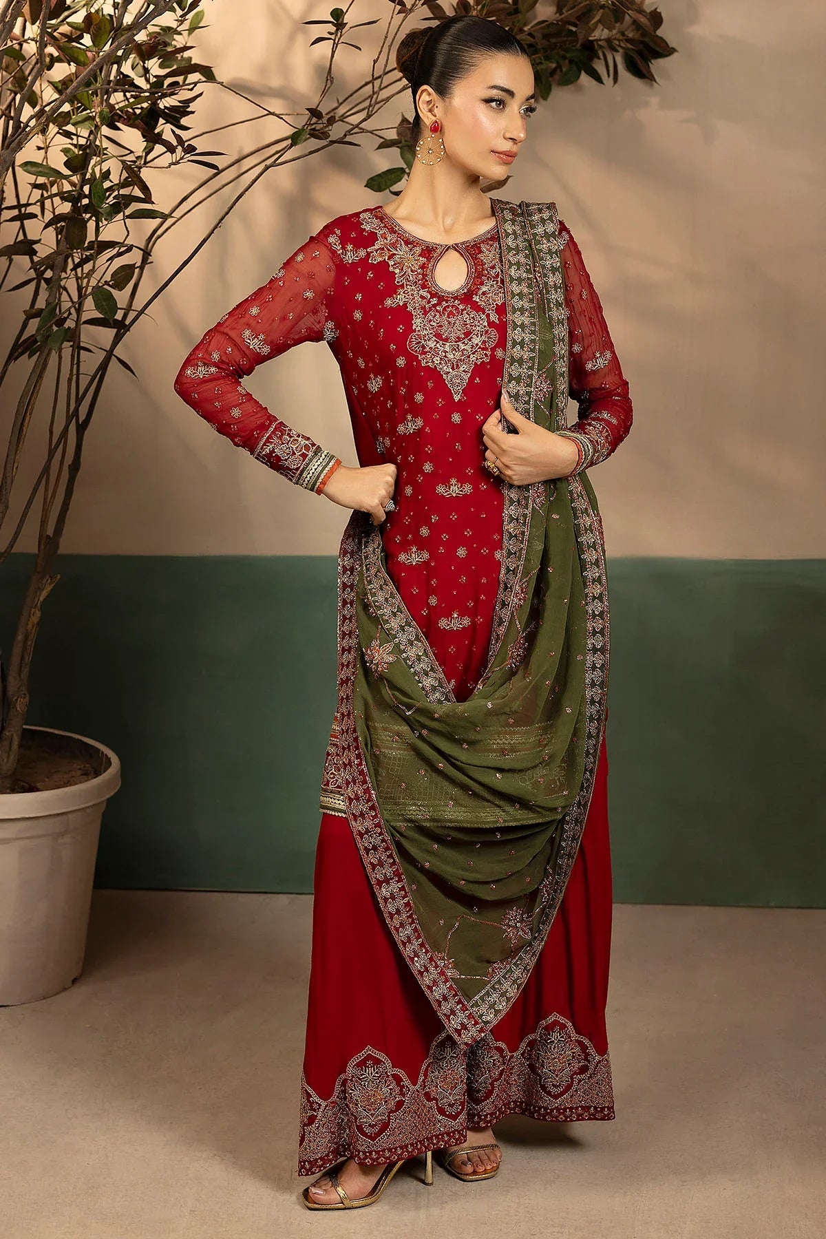 Motifz | EMBROIDERED CRINKLE CHIFFON | 5582-JENNA - House Of Hania