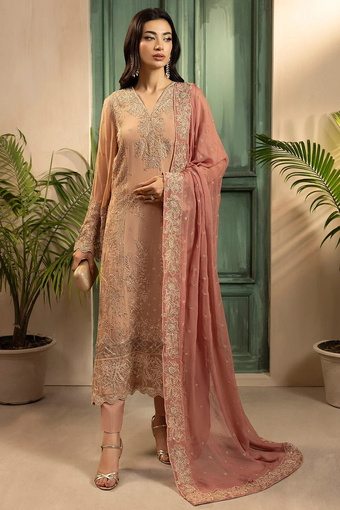 Motifz | EMBROIDERED CRINKLE CHIFFON | 5583-ELLA - House Of Hania