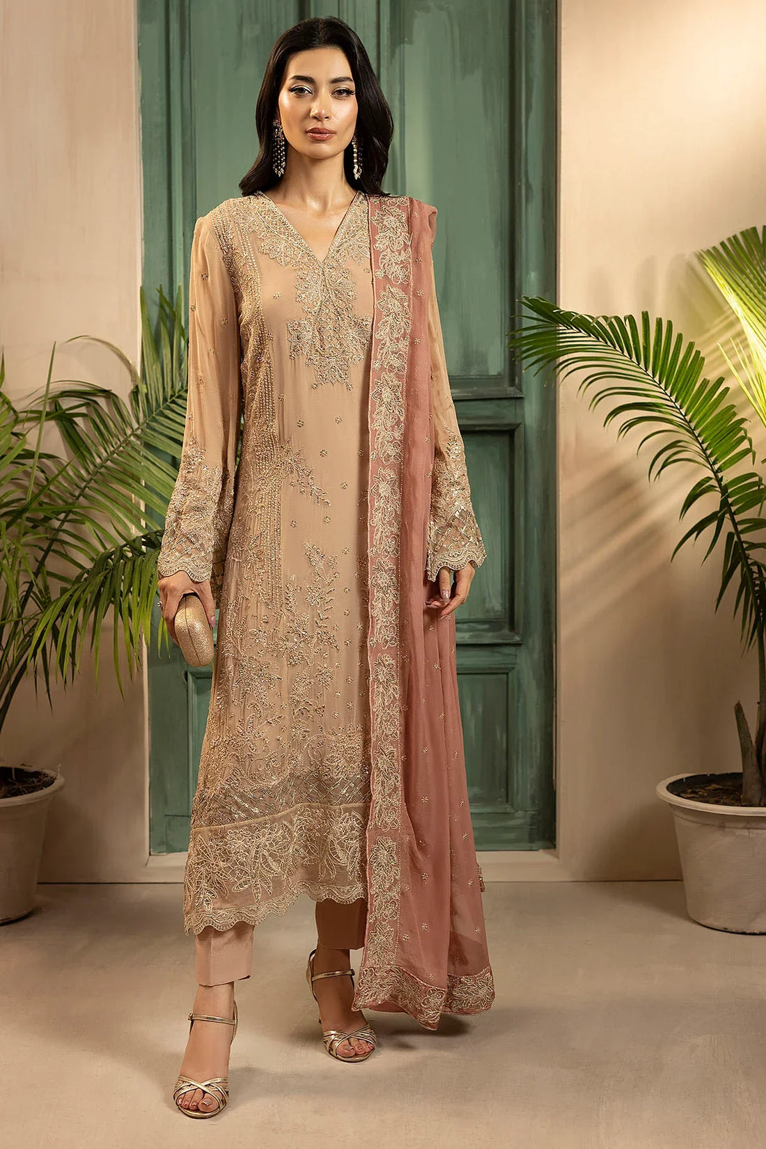 Motifz | EMBROIDERED CRINKLE CHIFFON | 5583-ELLA - House Of Hania