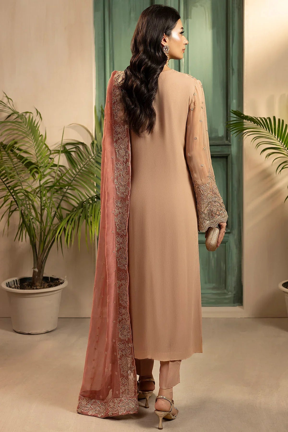 Motifz | EMBROIDERED CRINKLE CHIFFON | 5583-ELLA - House Of Hania