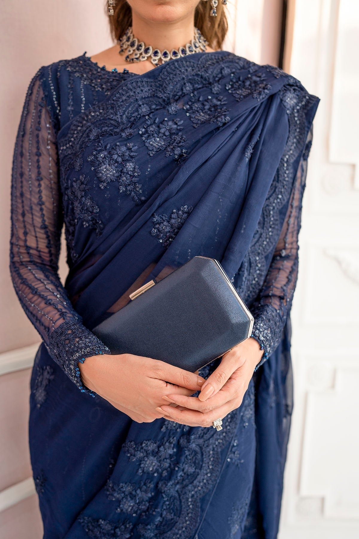 Motifz | EMBROIDERED SILK NET | 4120-CASPARA - House Of Hania