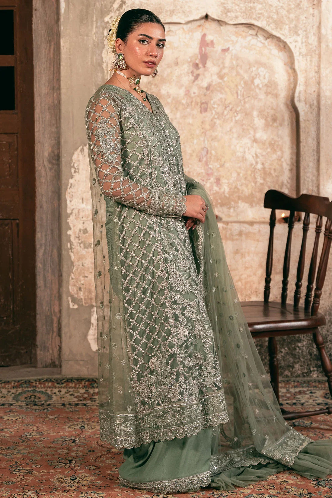 Motifz | EMBROIDERED SILK NET | 4822-ALAMZAIB - House Of Hania
