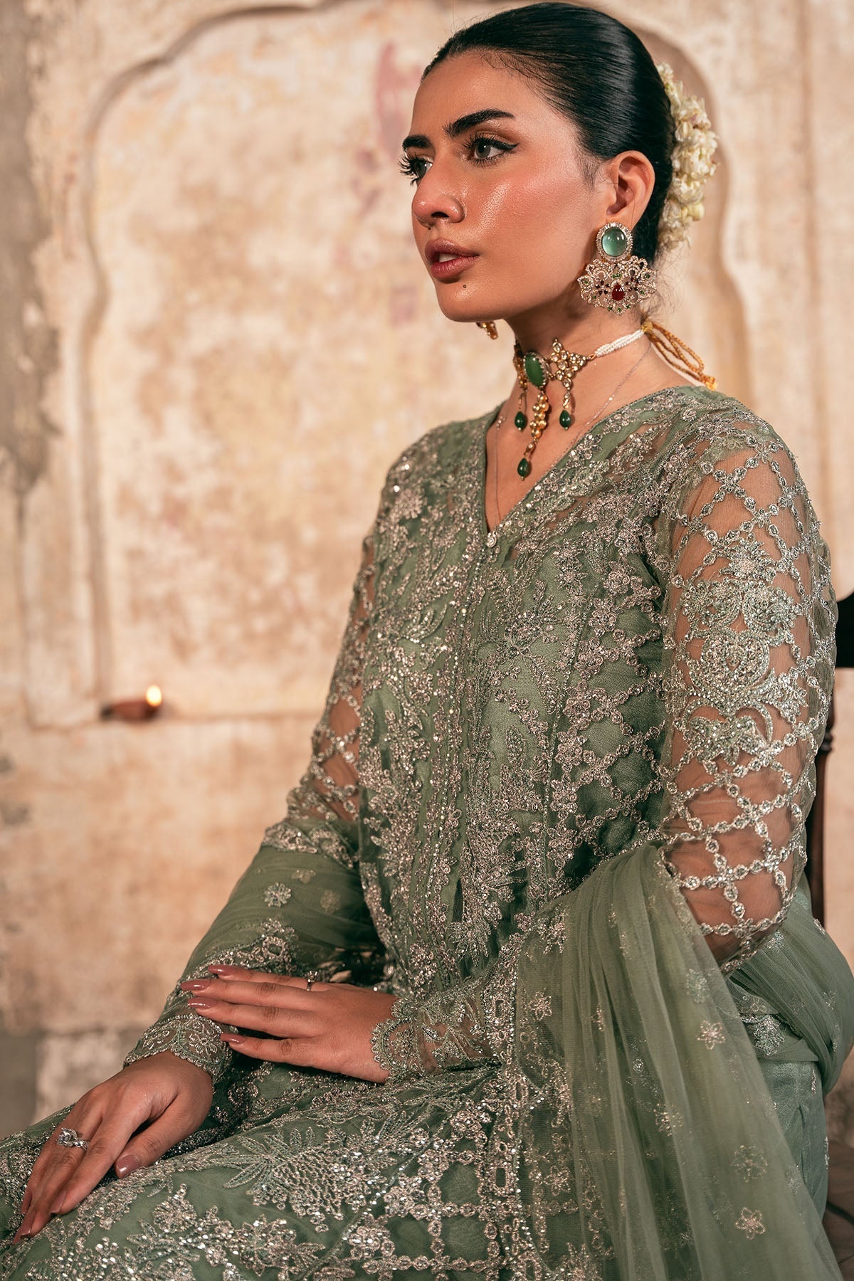 Motifz | EMBROIDERED SILK NET | 4822-ALAMZAIB - House Of Hania