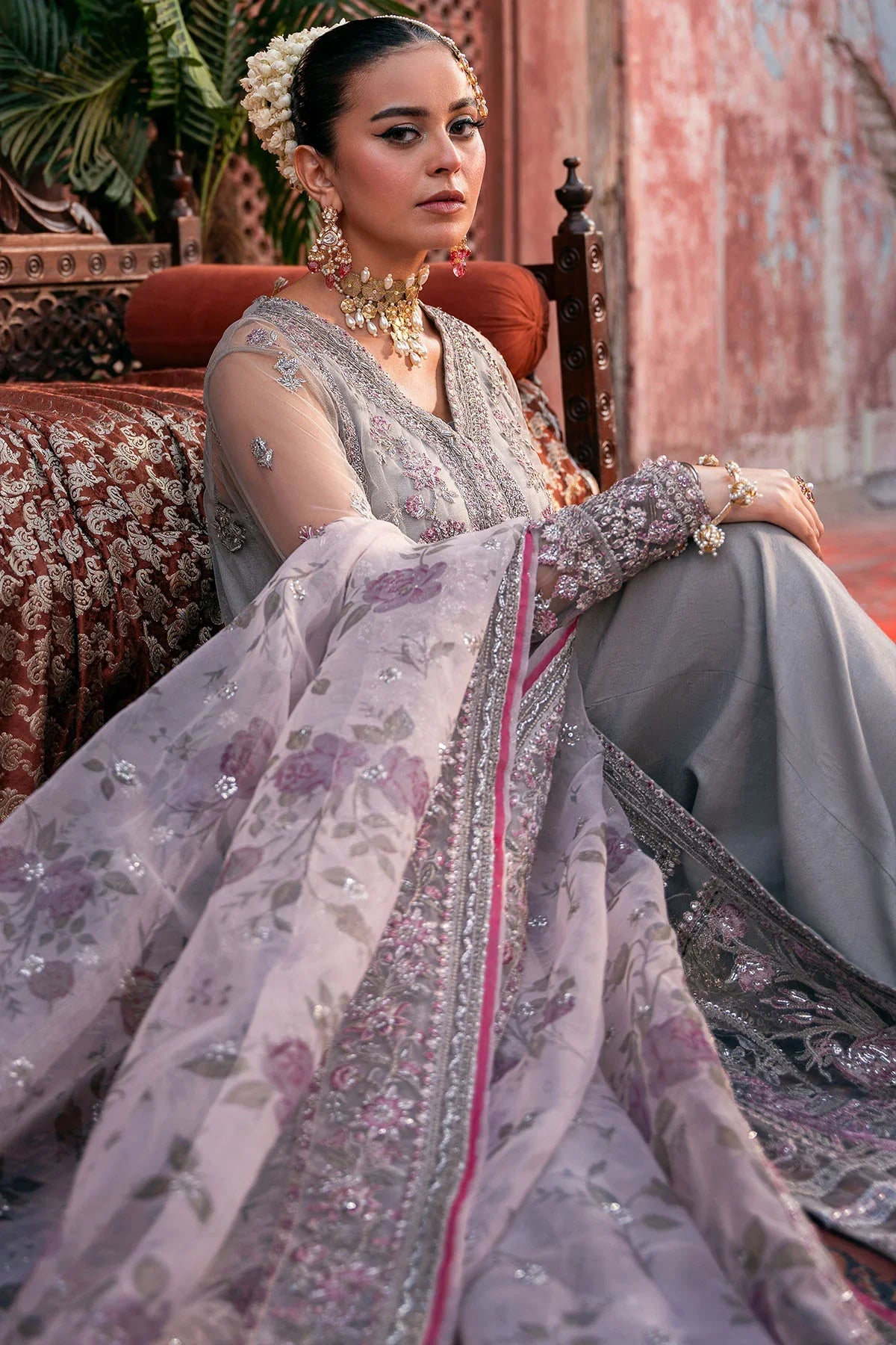 Motifz | EMBROIDERED SILK NET | 4823-QANDEEL - House Of Hania