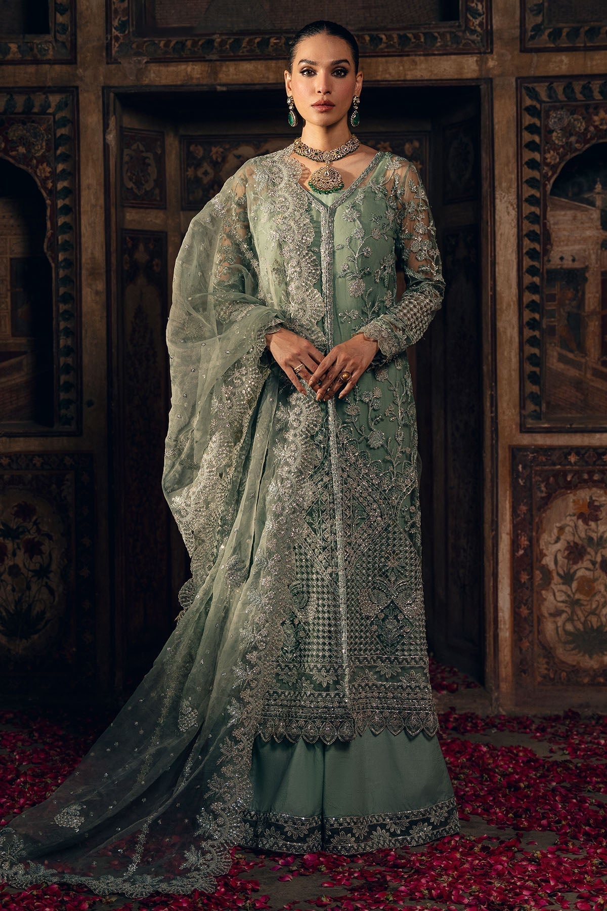 Motifz | EMBROIDERED SILK NET | 4828-ELHAM - House Of Hania