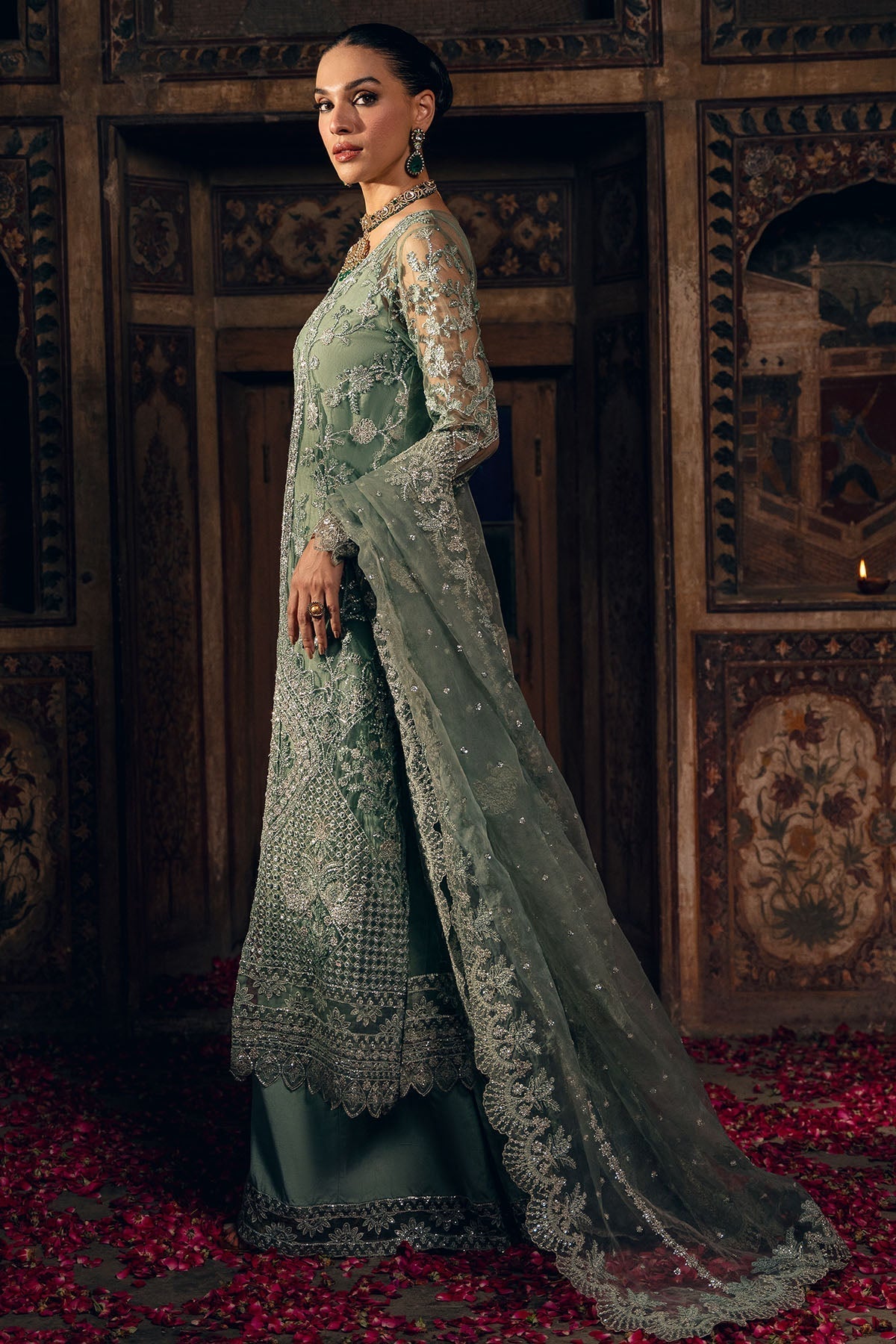 Motifz | EMBROIDERED SILK NET | 4828-ELHAM - House Of Hania