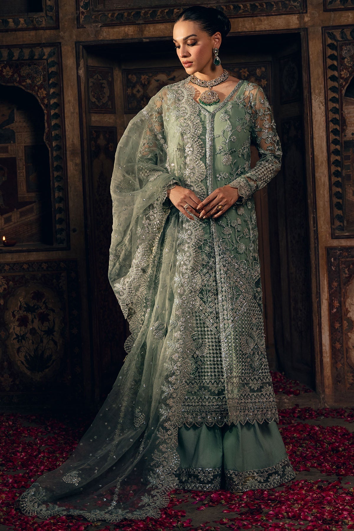 Motifz | EMBROIDERED SILK NET | 4828-ELHAM - House Of Hania