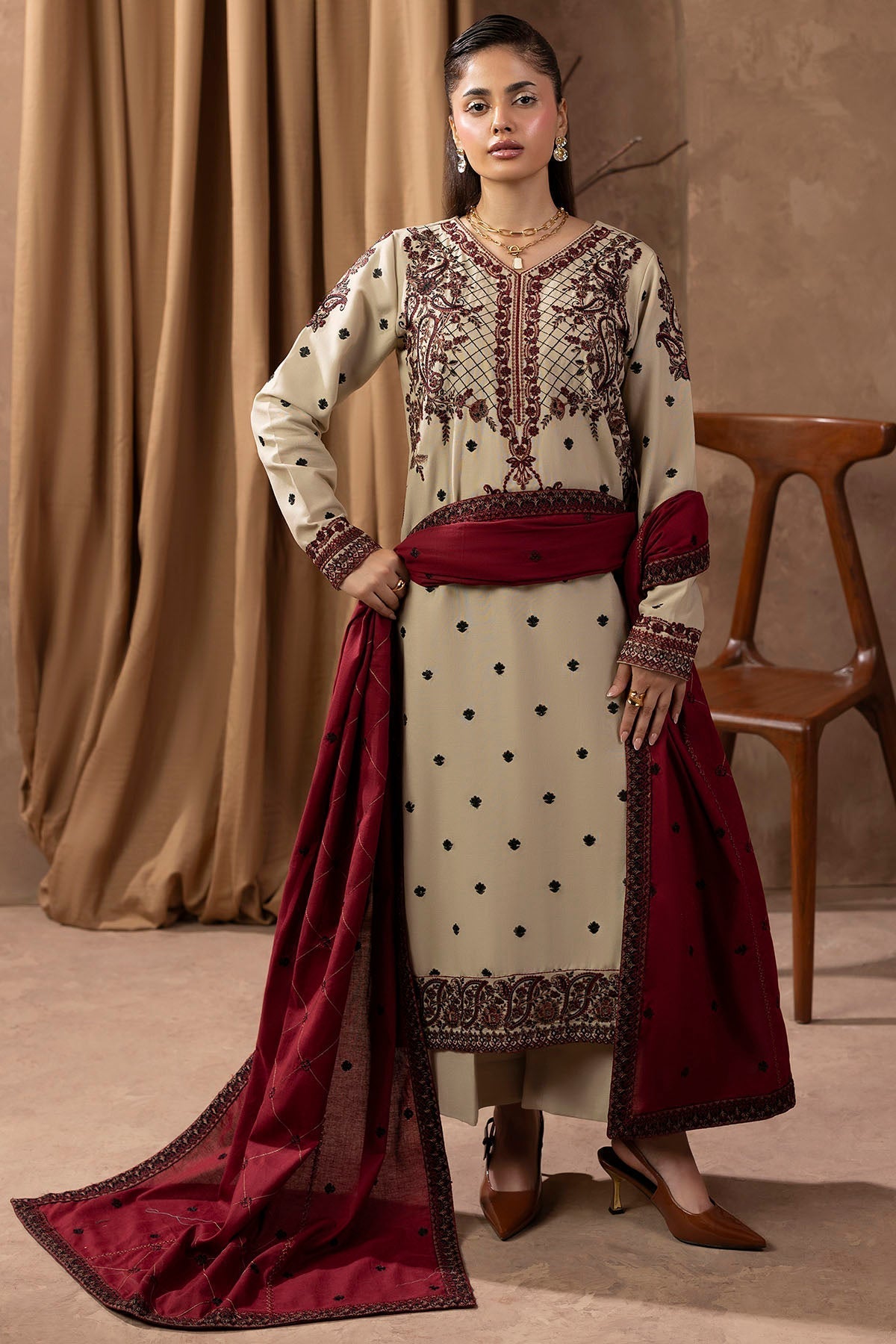Motifz | Premium Winter 25 | 5678-LATTE - House Of Hania