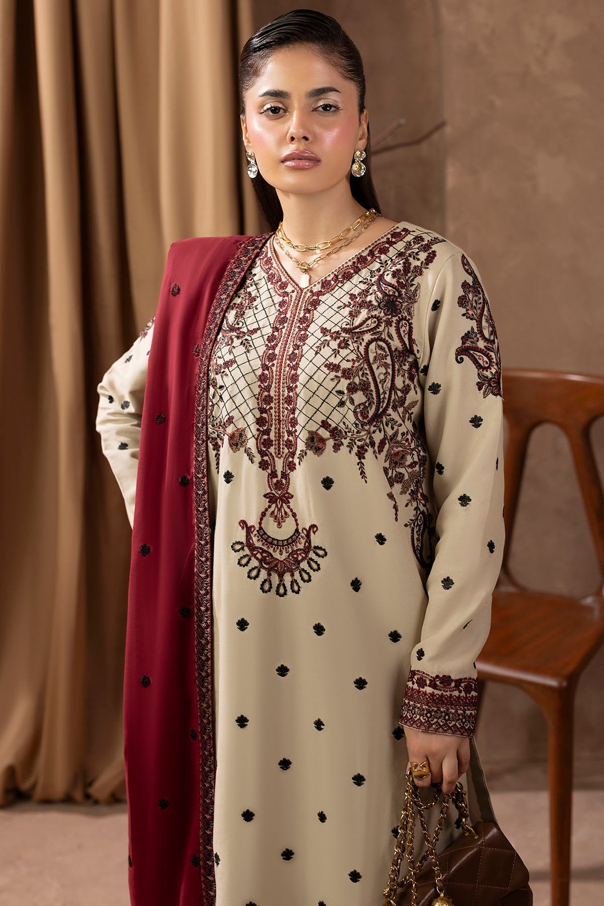 Motifz | Premium Winter 25 | 5678-LATTE - House Of Hania