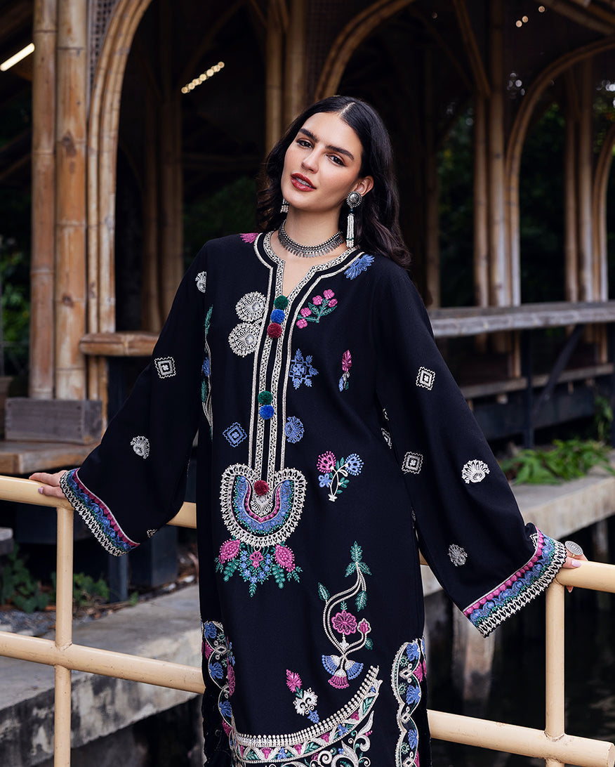 Mushq | Hemline Karandi | Midnight Rune - House Of Hania