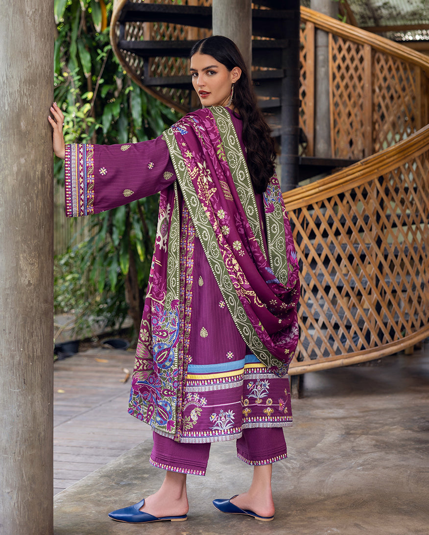Mushq | Hemline Karandi | Plum Swirl - House Of Hania