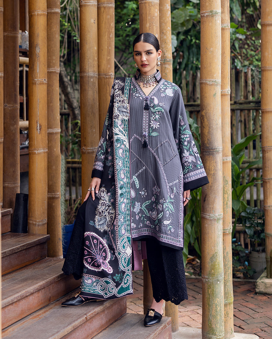 Mushq | Hemline Karandi | Silver Mist - House Of Hania