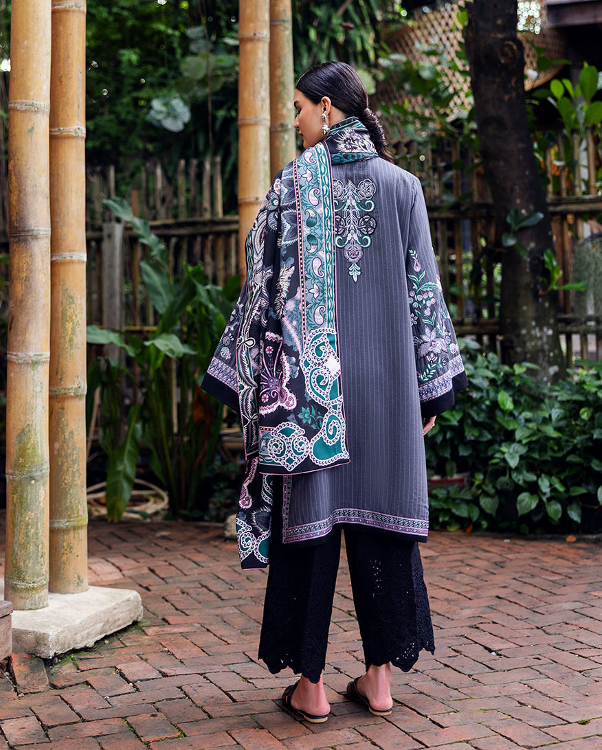Mushq | Hemline Karandi | Silver Mist - House Of Hania