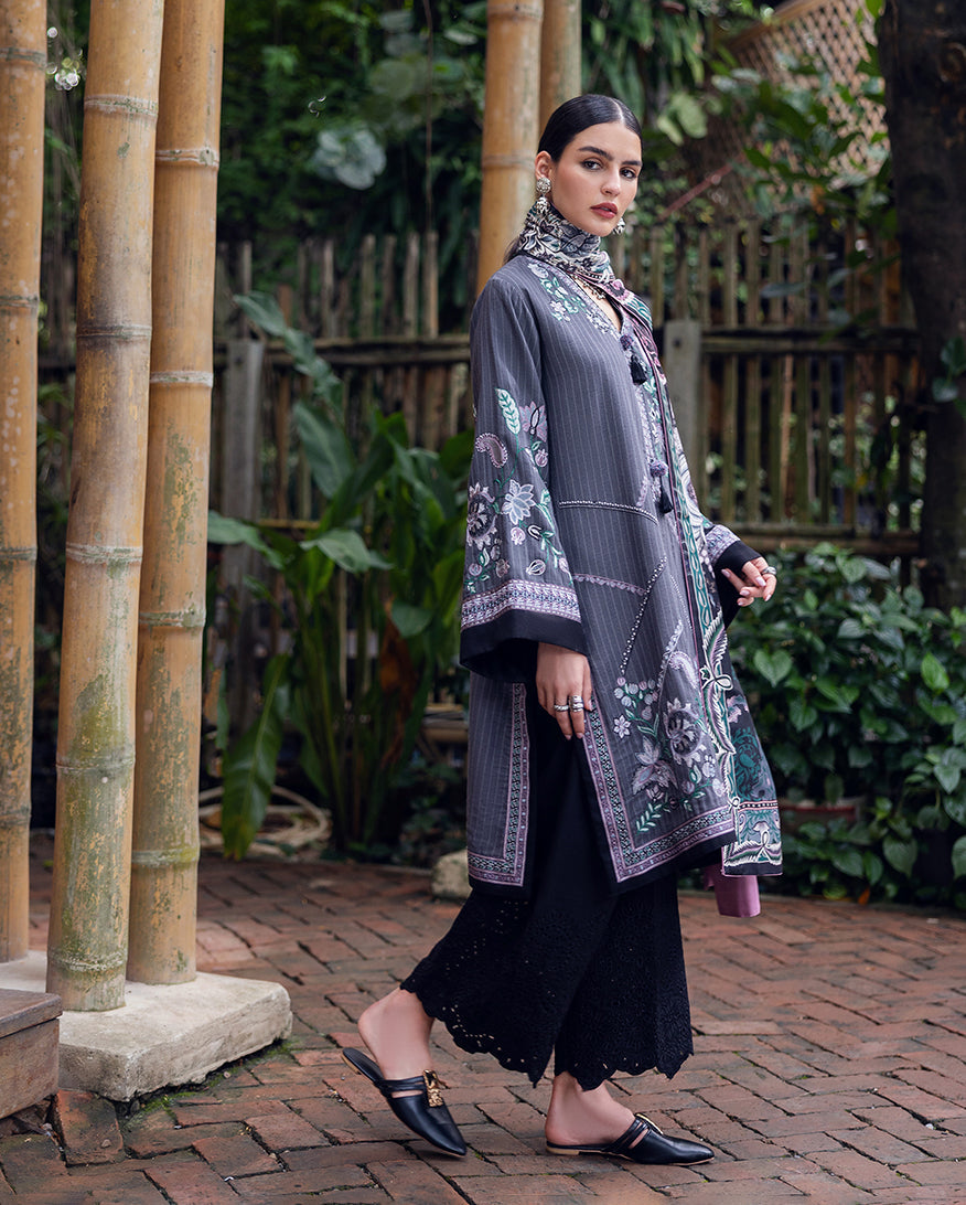 Mushq | Hemline Karandi | Silver Mist - House Of Hania
