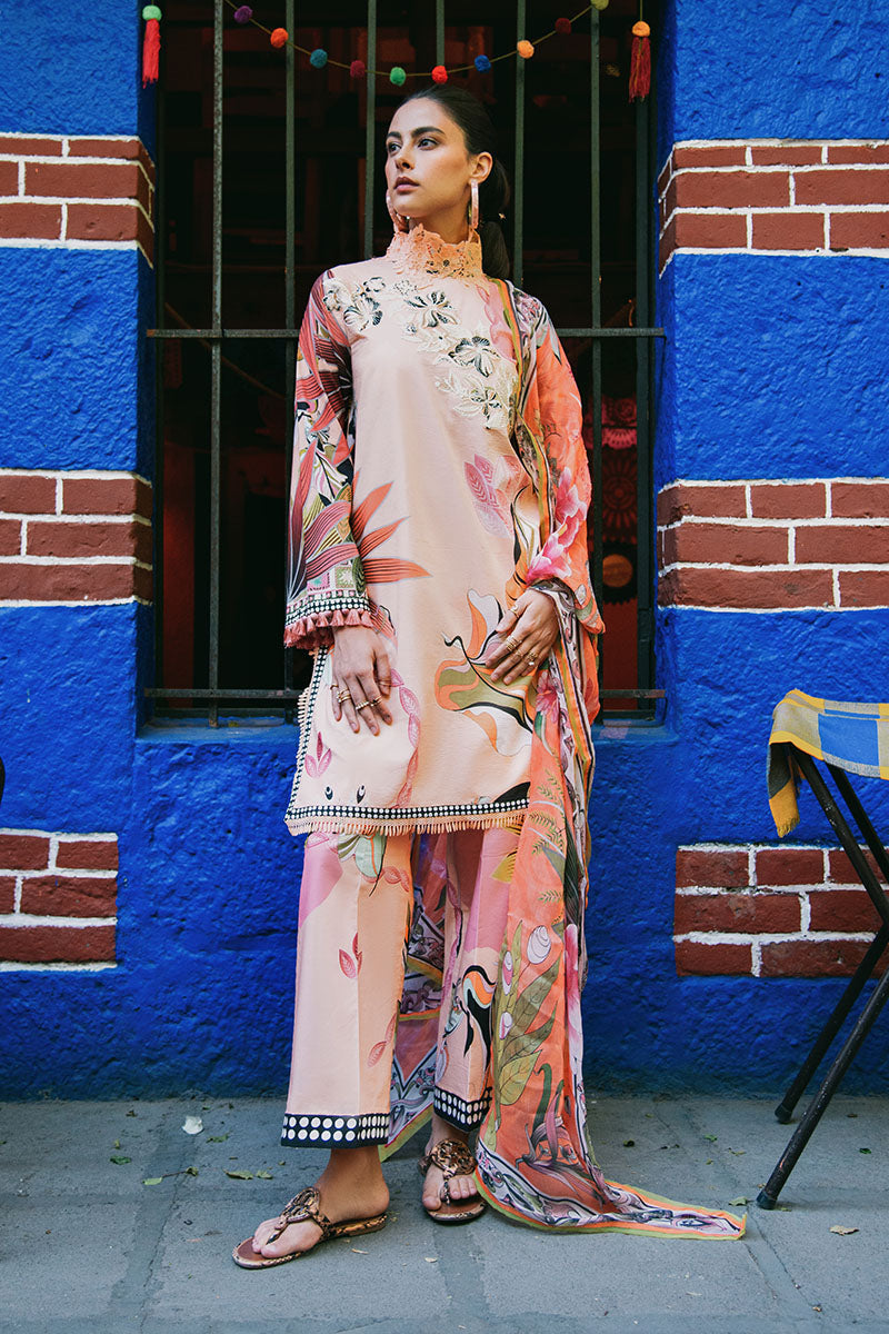 Mushq | La Dolce Hemline Prints 25 | Peach Poppies - House Of Hania