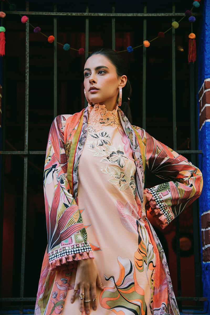 Mushq | La Dolce Hemline Prints 25 | Peach Poppies - House Of Hania