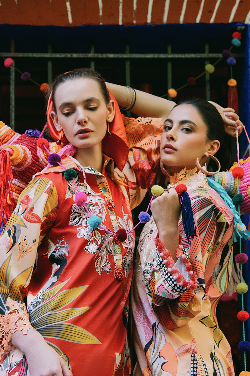 Mushq | La Dolce Hemline Prints 25 | Peach Poppies - House Of Hania
