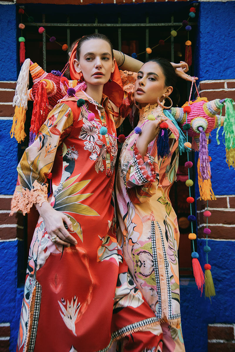 Mushq | La Dolce Hemline Prints 25 | Peach Poppies - House Of Hania