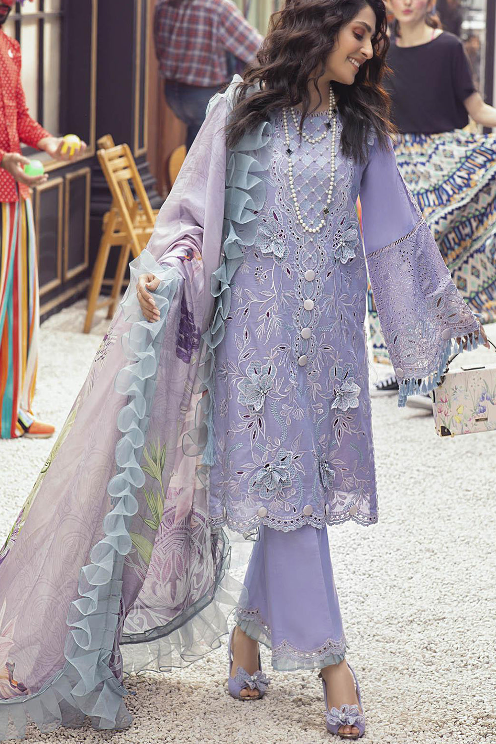 Mushq Luxury Lawn Collection "22 - Heather - TC-101 - Chikankari - House Of Hania
