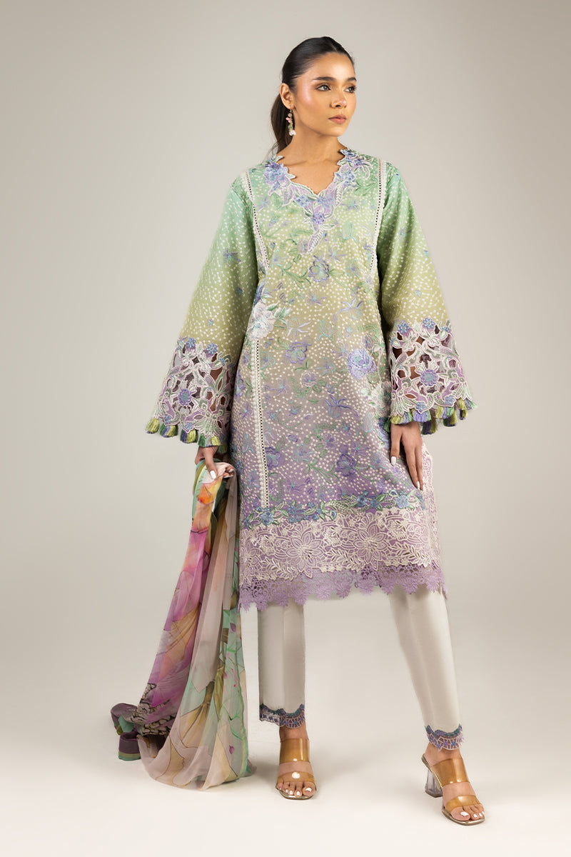 Mushq | Manaram Luxury Lawn 25 | Glittering Grace - House Of Hania