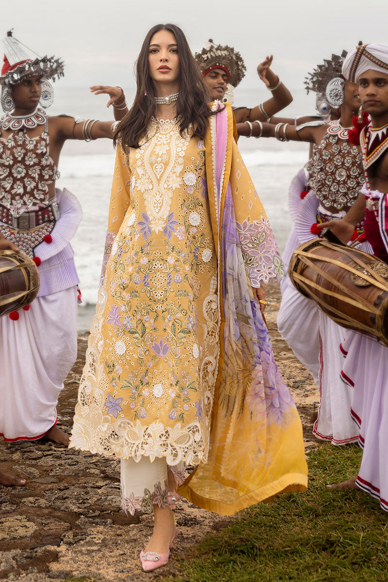 Mushq | Manaram Luxury Lawn 25 | Gold Glow - House Of Hania