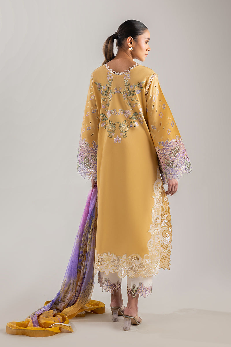 Mushq | Manaram Luxury Lawn 25 | Gold Glow - House Of Hania