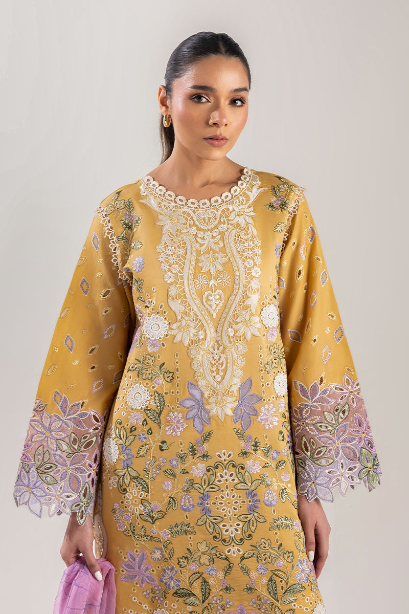 Mushq | Manaram Luxury Lawn 25 | Gold Glow - House Of Hania