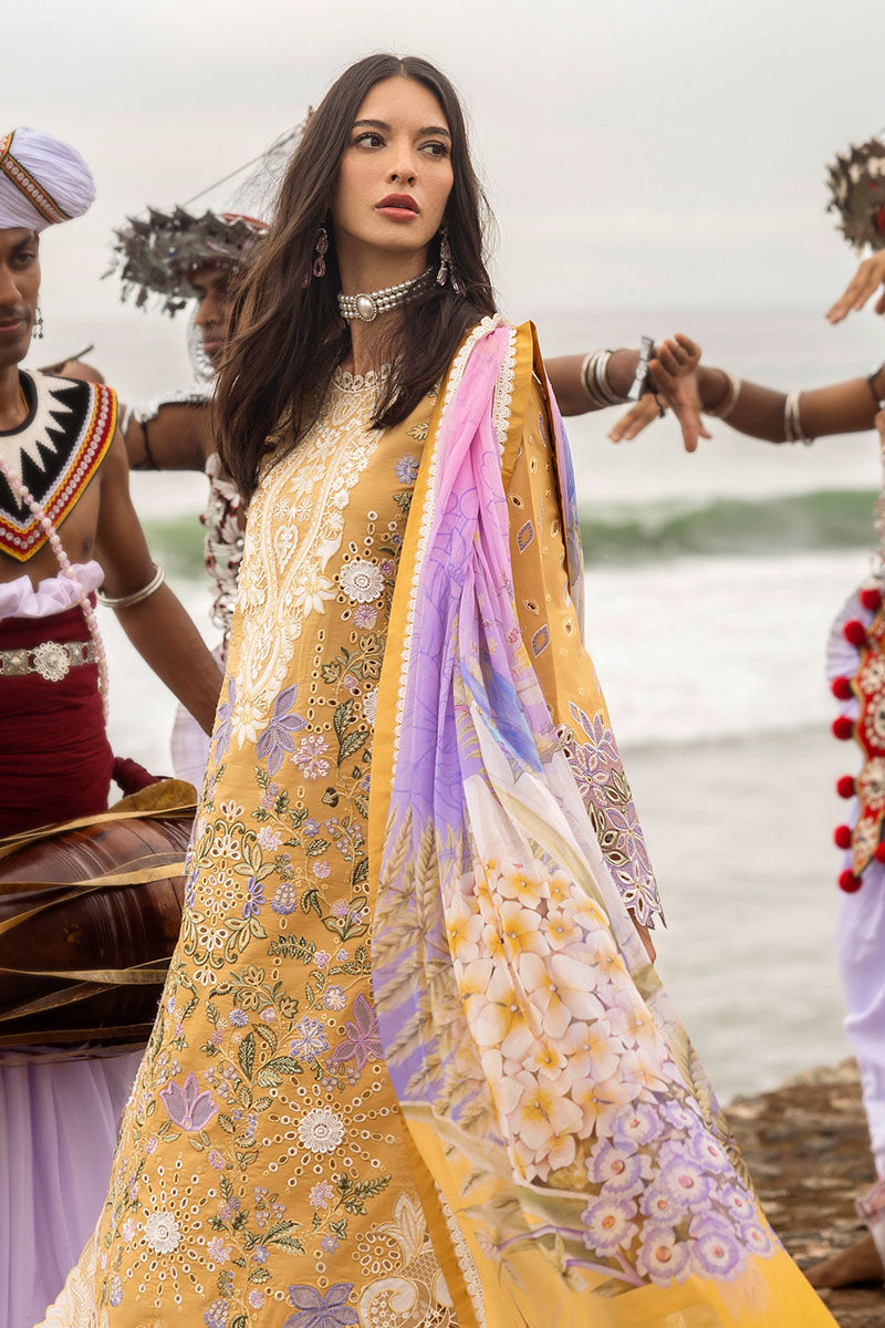 Mushq | Manaram Luxury Lawn 25 | Gold Glow - House Of Hania