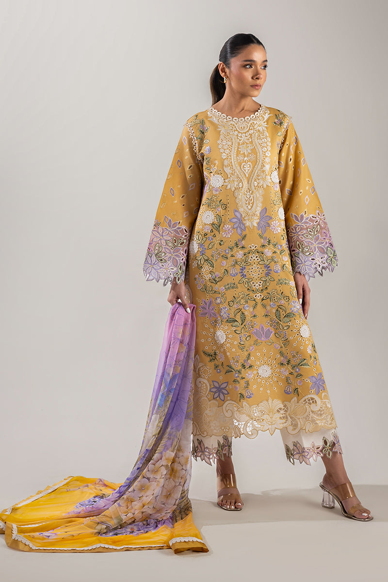Mushq | Manaram Luxury Lawn 25 | Gold Glow - House Of Hania