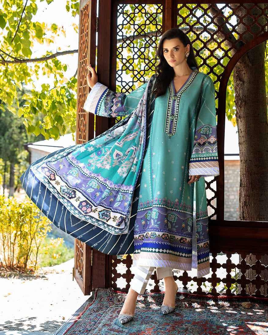 Mushq | Nirvana Printed Silk | Lunar Dew - House Of Hania