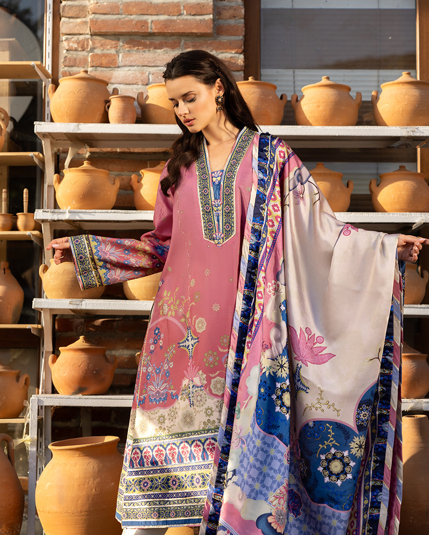Mushq | Nirvana Printed Silk | Meridian Bloom - House Of Hania