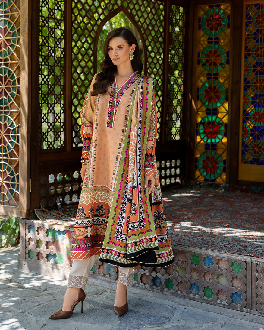 Mushq | Nirvana Printed Silk | Solara Crest - House Of Hania