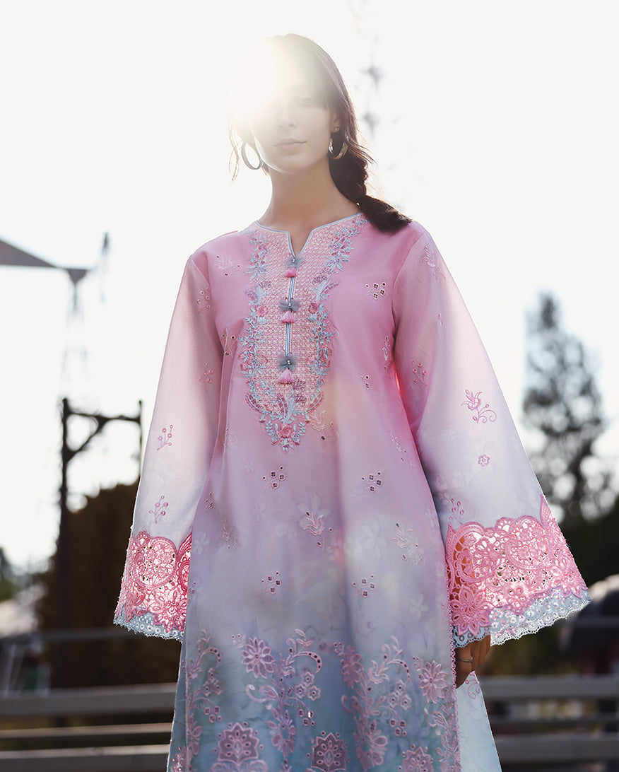 Mushq | Solace | Ombre Chikankari | Faint Blossom - House Of Hania