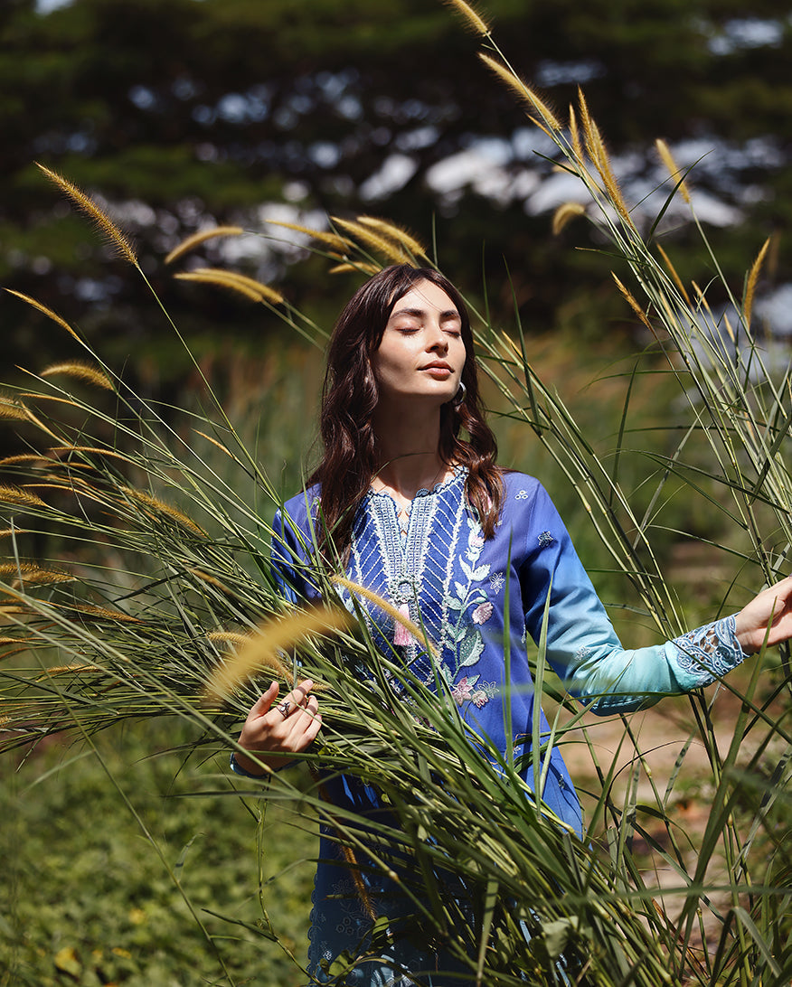 Mushq | Solace | Ombre Chikankari | Moonlit Ease - House Of Hania