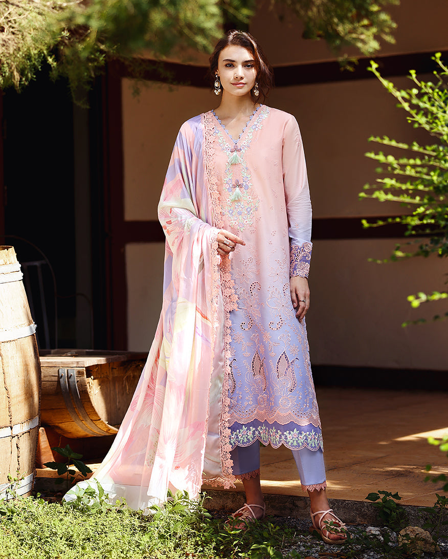 Mushq | Solace | Ombre Chikankari | Morning Veil - House Of Hania