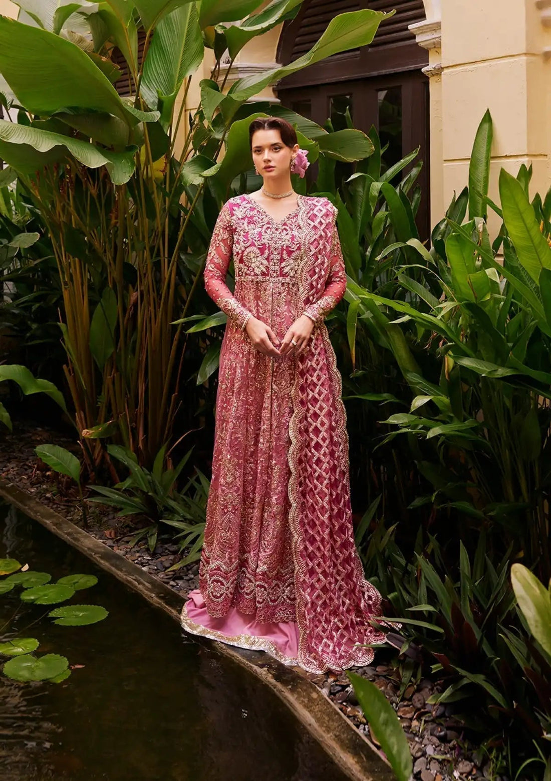 Mushq Stardust Embroidered Net 3Pc Suit MN23-07 Cupid - House Of Hania