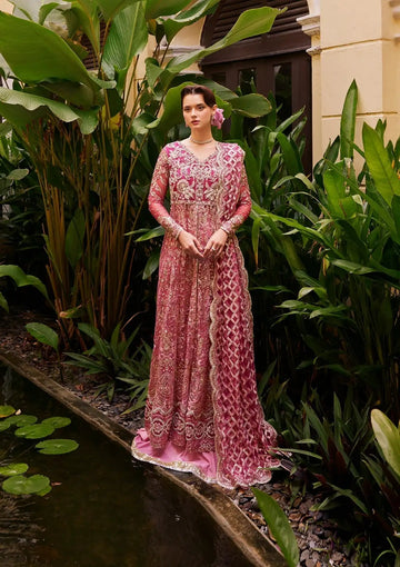 Mushq Stardust Embroidered Net 3Pc Suit MN23-07 Cupid - House Of Hania