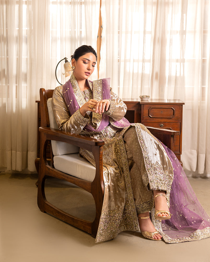 Mushq | Sunehri Lama Silk | Rumsha - House Of Hania