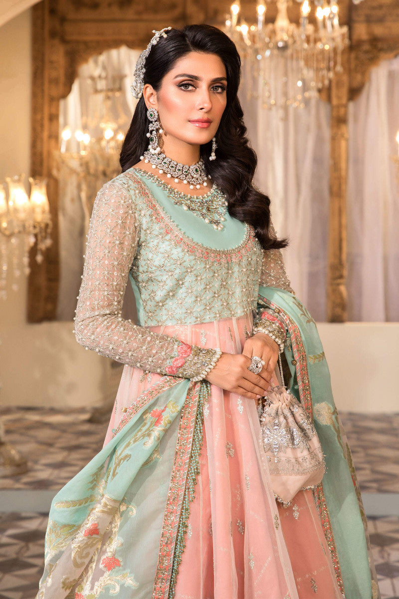 NEW MARIA B - Pearl White, Peach and Aqua (BD-2408) - House Of Hania