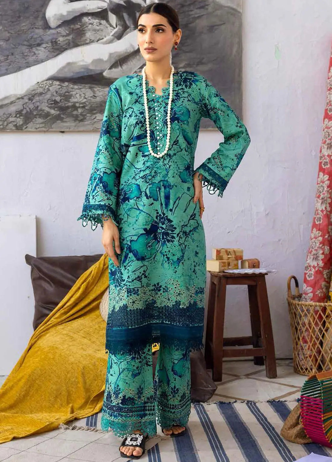 NUREH Ballerina Emb Chikankari Khaddar 2Pc Suit NU2-127 - House Of Hania