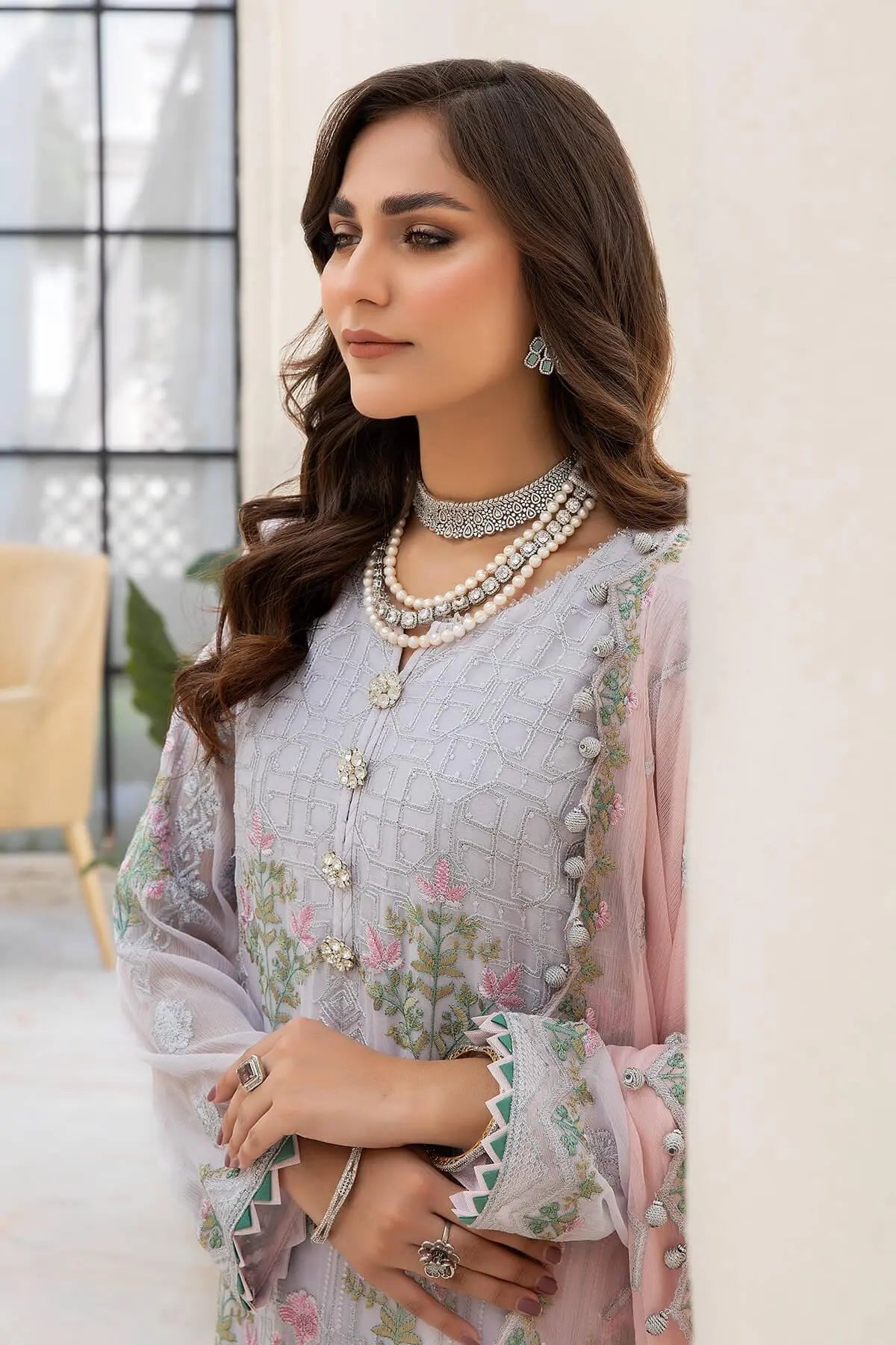 Naqsh Majestic By Imrozia Premium Chiffon 3Pc Suit M-51 Cecilia - House Of Hania